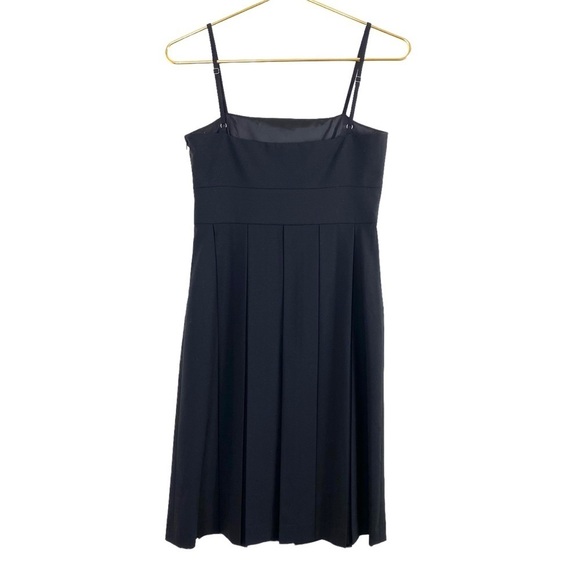 THEORY Wool Strap Shoulder Pleated Midi Dress In Black Style: Raquel - Picture 4 of 9
